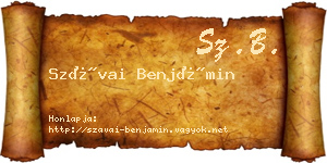 Szávai Benjámin névjegykártya